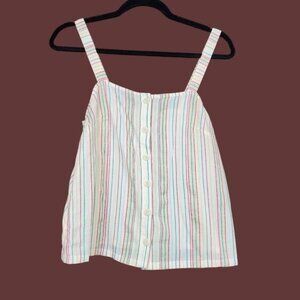 Madewell Womens Sleeveless Textured Rainbow Stripe Button Front Tank Top Size XS
